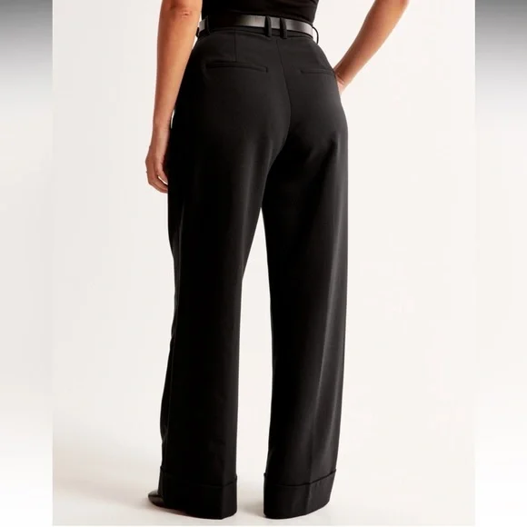 Abercrombie Cuffed Hem Tailored Wide Leg Pants - Picture 4 of 7